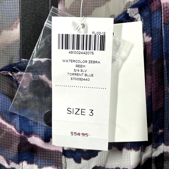 NEW Chicos Shirt Womens Large blue purple sheer button up blouse casual classic - Picture 5 of 10